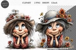 Girl PNG, Farm girl Clipart, Whimsical Clipart Product Image 1