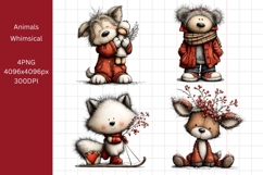 Christmas Animals Clipart, Whimsical Product Image 1