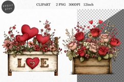 Box Clipart, Valentines Day Clipart, Whimsical Product Image 1