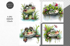 Crocodile JPG, Peeking crocodile, Whimsical JPG, Product Image 1