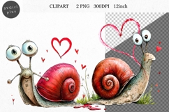 Snail Clipart, Valentines Day Clipart, Whimsical Clipar Product Image 1