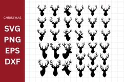 Reindeer head SVG, Silhouette, Cricut Product Image 1