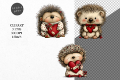 Hedgehog Clipart, Valentines Day Clipart, Whimsical Clipart, Product Image 1