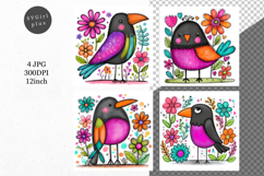 Crow, Whimsical JPG, JPG, Junk journal, Product Image 1