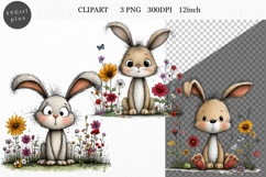 Bunny Clipart, Easter Clipart, Whimsical Clipart, Product Image 1