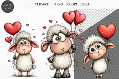 Sheep Clipart, Valentines Day Clipart, Whimsical Clipart, Product Image 1