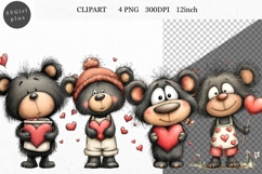 Teddy Bear Clipart, Valentines Day Clipart, Whimsical Clipar Product Image 1