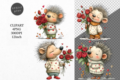 Hedgehog Clipart, Valentines Day Clipart, Whimsical Clipart Product Image 1
