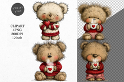 Teddy Bear Clipart, Valentines Day Clipart, Whimsical Clipar Product Image 1