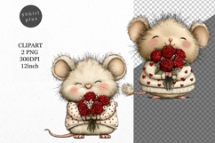 Mouse Clipart, Valentines Day Clipart, Whimsical Clipar Product Image 1