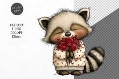 Raccoon Clipart, Valentines Day Clipart, Whimsical Clipart Product Image 1