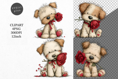 Dog Clipart, Valentines Day Clipart, Whimsical Product Image 1