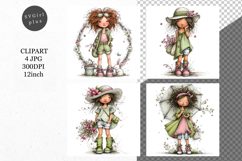 Spring Girl, Whimsical JPG, JPG, Junk journal, Product Image 1