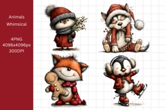 Christmas Animals Clipart, Whimsical Product Image 1