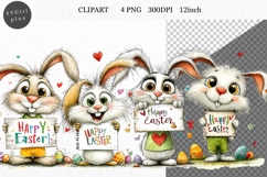 Bunny Clipart, Easter Clipart, Whimsical Clipart, Product Image 1