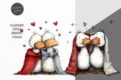Goose Clipart, Valentines Day Clipart, Whimsical Clipar Product Image 1