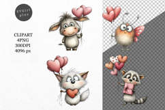 Animals Clipart, Whimsical Clipart, Valentines Day Product Image 1