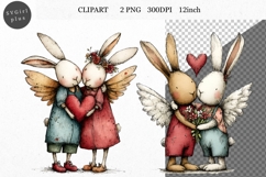 Bunny Clipart, Valentines Day Clipart, Whimsical Clipart, Product Image 1
