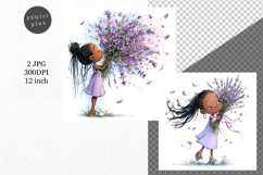 Girl with flowers, Whimsical JPG, JPG, Junk journal, Product Image 1