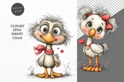 Ostrich Clipart, Valentines Day Clipart, Whimsical Clipart, Product Image 1