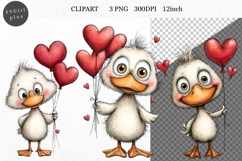 Goose Clipart, Valentines Day Clipart, Whimsical Clipart, Product Image 1