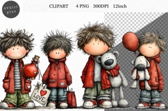 Boy Clipart, Valentines Day Clipart, Whimsical Clipart Product Image 1