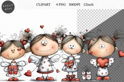 Girl Angel Clipart, Valentines Day Clipart, Whimsical Product Image 1