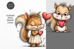 Squirrel Clipart, Valentines Day Clipart, Whimsical Clipart, Product Image 1