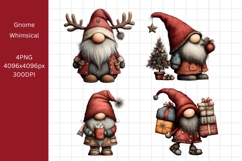 Christmas Gnome Clipart, Whimsical Product Image 1