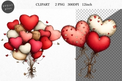 Balloons Clipart, Valentines Day Clipart, Whimsical Clipart Product Image 1