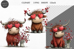 Cow Clipart, Valentines Day Clipart, Whimsical Clipart Product Image 1
