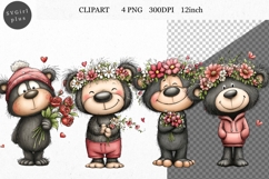 Teddy Bear Clipart, Valentines Day Clipart, Whimsical Clipar Product Image 1