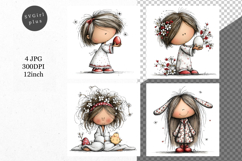 Easter Girl, Whimsical JPG, JPG, Junk journal, Product Image 1
