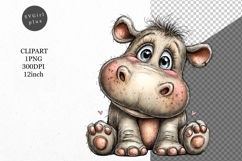 Hippopotamus Clipart, Animals Clipart, Whimsical Clipart Product Image 1