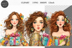 Girl PNG, Birthday Girl Clipart, Whimsical Clipart Product Image 1