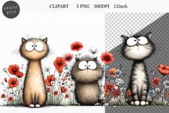 Cat Clipart, Spring Clipart, Whimsical Clipart, Product Image 1