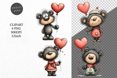 Teddy Bear Clipart, Valentines Day Clipart, Whimsical Clipar Product Image 1