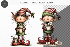 Christmas clipart, Elf clipart, Winter clipart Product Image 1