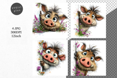 Pig JPG, Peeking Pig, Whimsical JPG, Product Image 1
