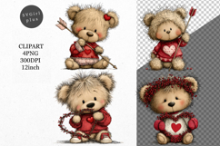 Teddy Bear Clipart, Valentines Day Clipart, Whimsical Clipar Product Image 1