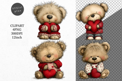 Teddy Bear Clipart, Valentines Day Clipart, Whimsical Clipar Product Image 1