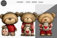Teddy Bear Clipart, Valentines Day Clipart, Whimsical Clipar Product Image 1