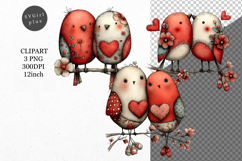 Birds Clipart, Valentines Day Clipart, Whimsical Product Image 1