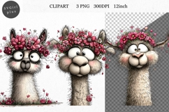 Llama Clipart, Valentines Day Clipart, Whimsical Clipart Product Image 1