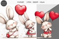 Bunny Clipart, Love Clipart, Whimsical Clipart, Product Image 1