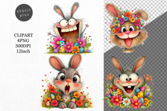 Funny bunny clipart, Easter clipart, Spring clipart Product Image 1