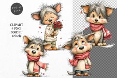 Wolf Clipart, Valentines Day Clipart, Whimsical Clipar Product Image 1