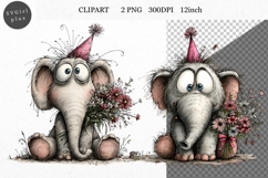 Elephant Clipart, Valentines Day Clipart, Whimsical Clipart Product Image 1