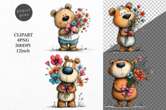 Teddy Bear Clipart, Spring PNG, Whimsical Clipart Product Image 1