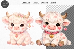 Cow Clipart, Valentines Day Clipart, Whimsical Clipart Product Image 1
